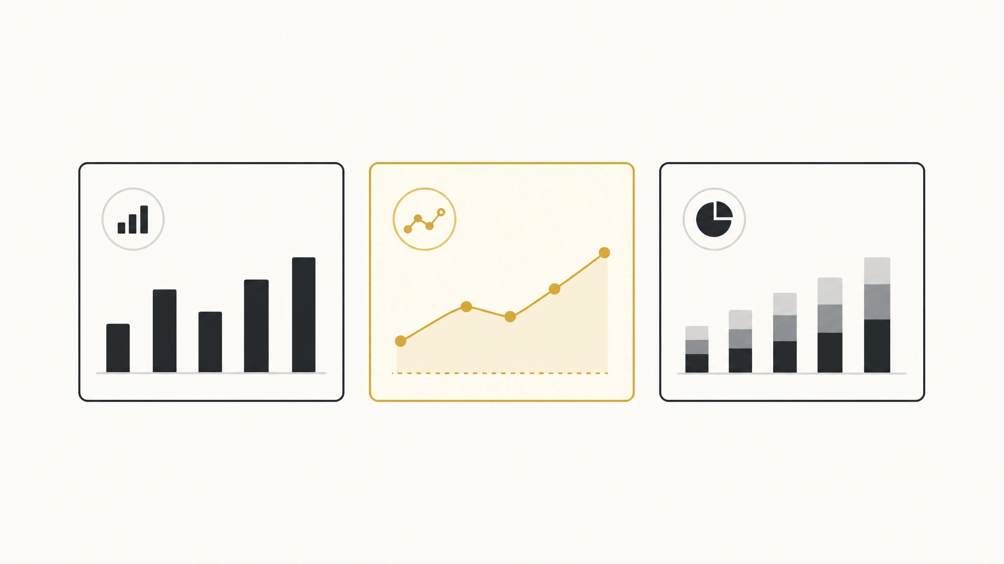 A clean flat illustration of a minimal analytics dashboard showing three metric tiles with abstract data graphics, representing the three engagement metrics that matter most for lean marketing teams.